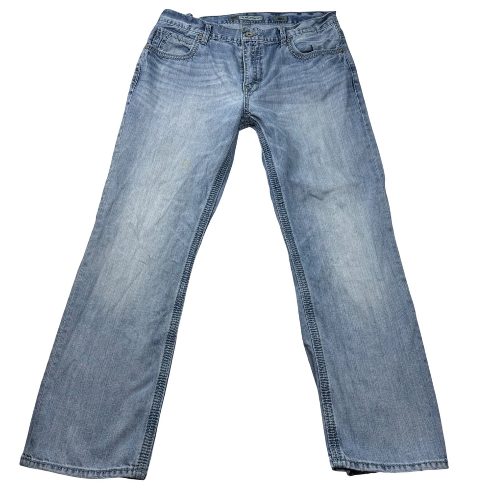 BKE Tyler Straight Leg Jeans Mens 38R (38x31) Light Wash Blue Denim 100% Cotton